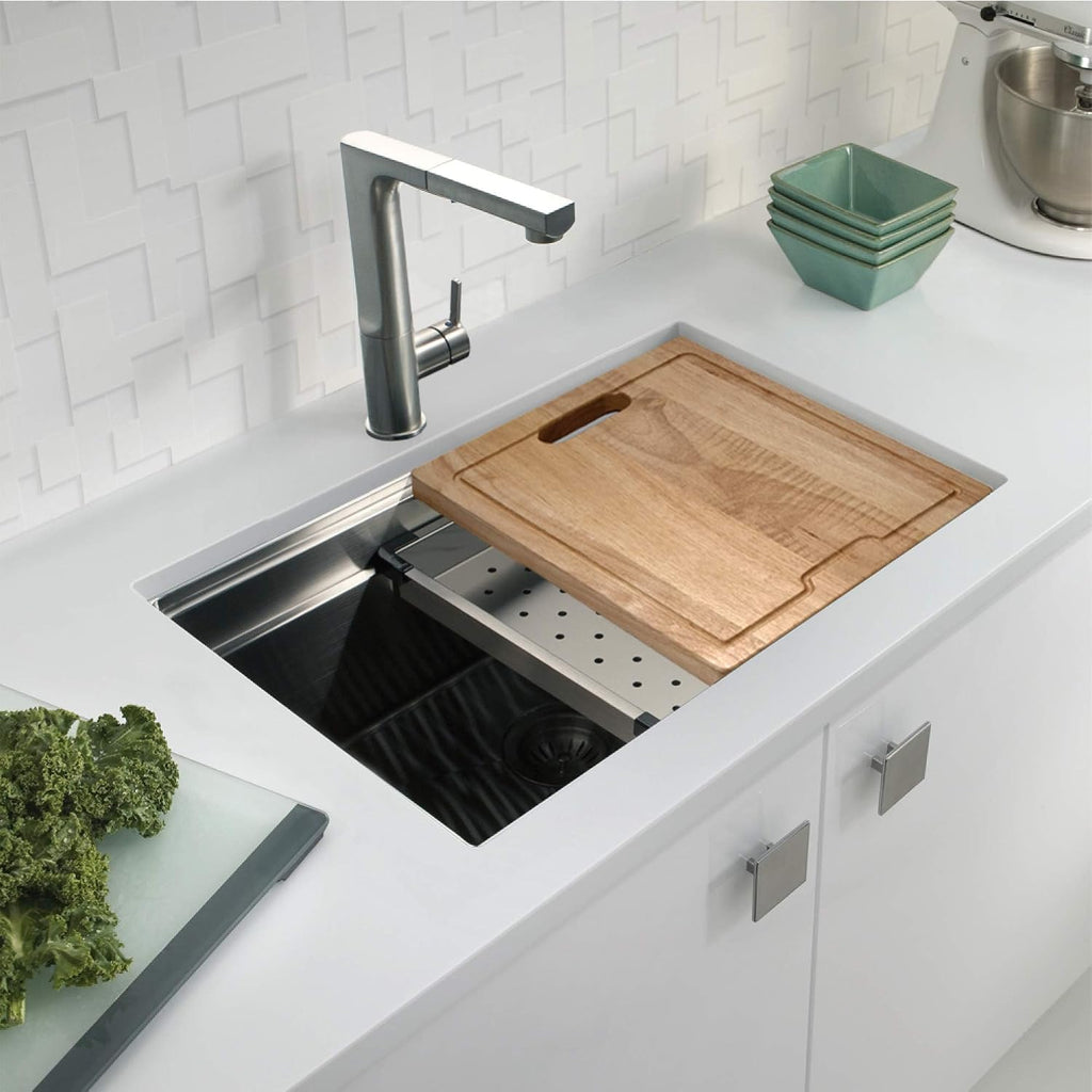 Houzer Novus Stainless Steel Kitchen Sink: 26 Inch Undermount Dual Platform Workstation Kitchen Sink with Accessories, Durable & Versatile, Essential for Home & Apartment: NVS-2600