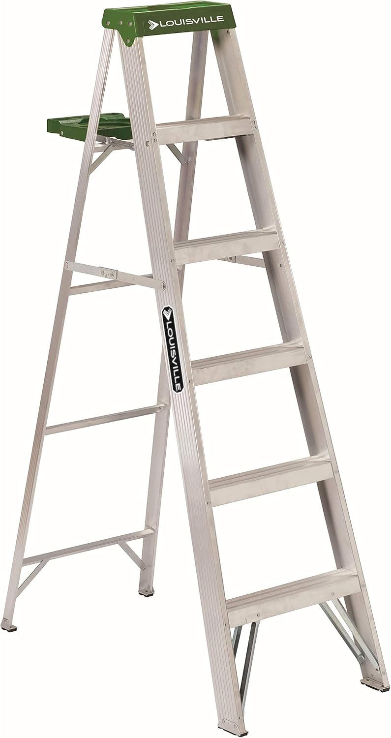 Louisville Ladder AS4006 6-Foot Aluminum Step Ladder, 225-Pound Capacity, Green, 6 Feet