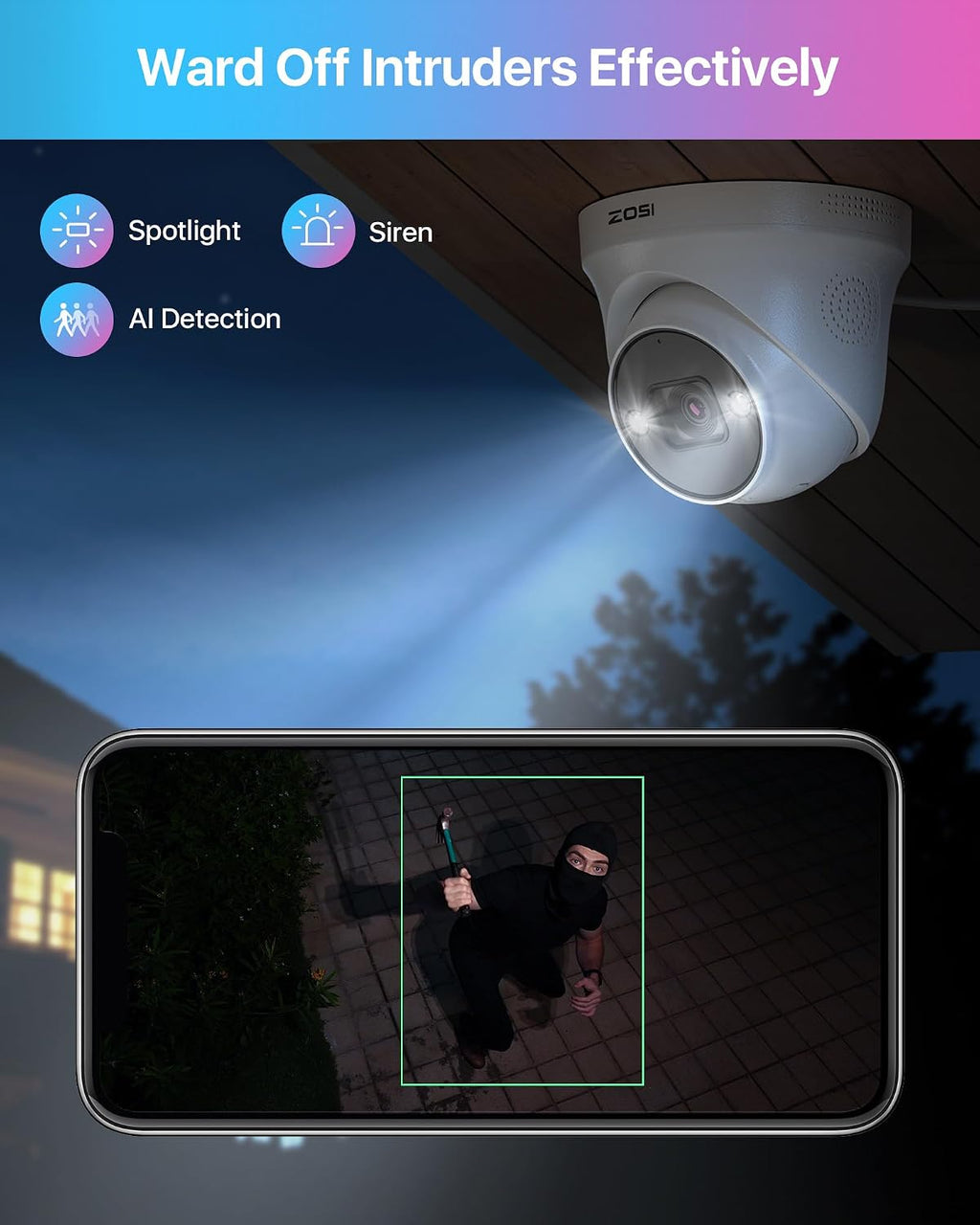 ZOSI 4K PoE Security Camera System, 8pcs 4K Indoor Outdoor PoE Wired Cameras, Face Person Vehicle Detection, 2 Way Audio, Color Night Vision, 24CH 8MP Surveillance NVR with 4TB HDD for 24/7 Recording