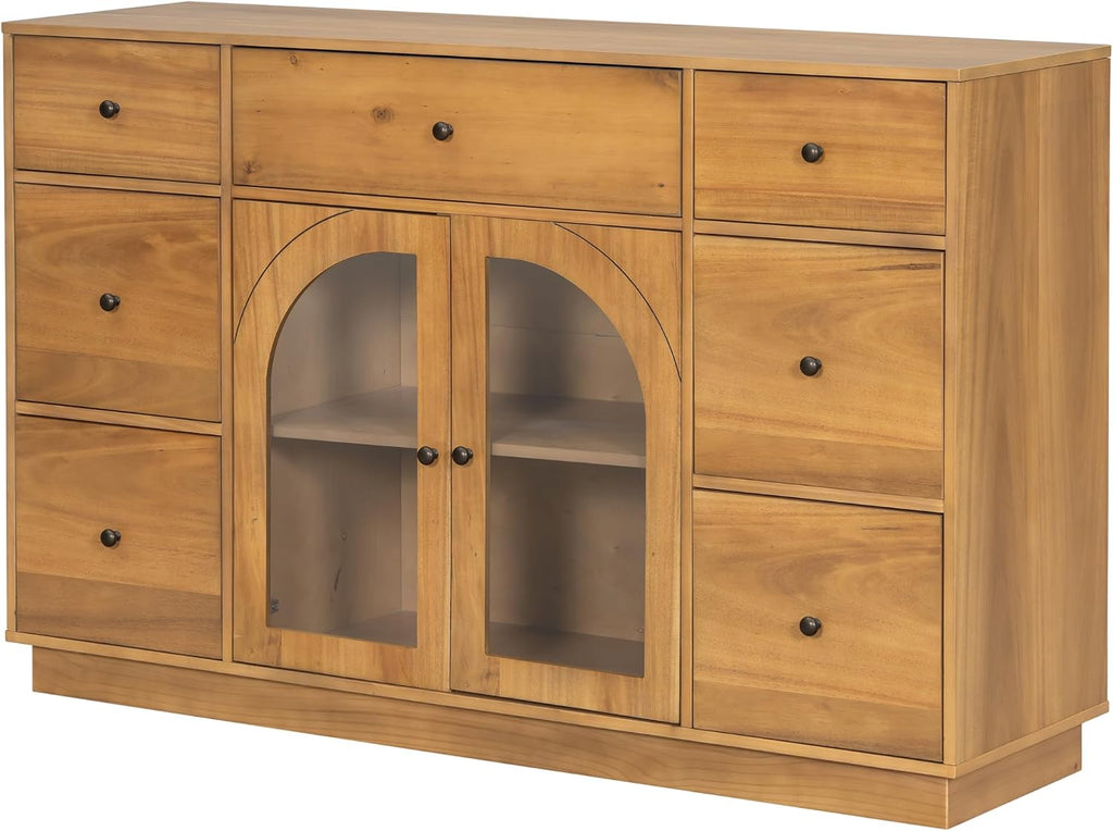 Christopher Knight Home Mia Modern Storage Cabinet with Doors and Drawers, Wooden Sideboard Cabinet with Adjustable Shelf, Freestanding Buffet Cabinet with Storage for Dining Room, Natural