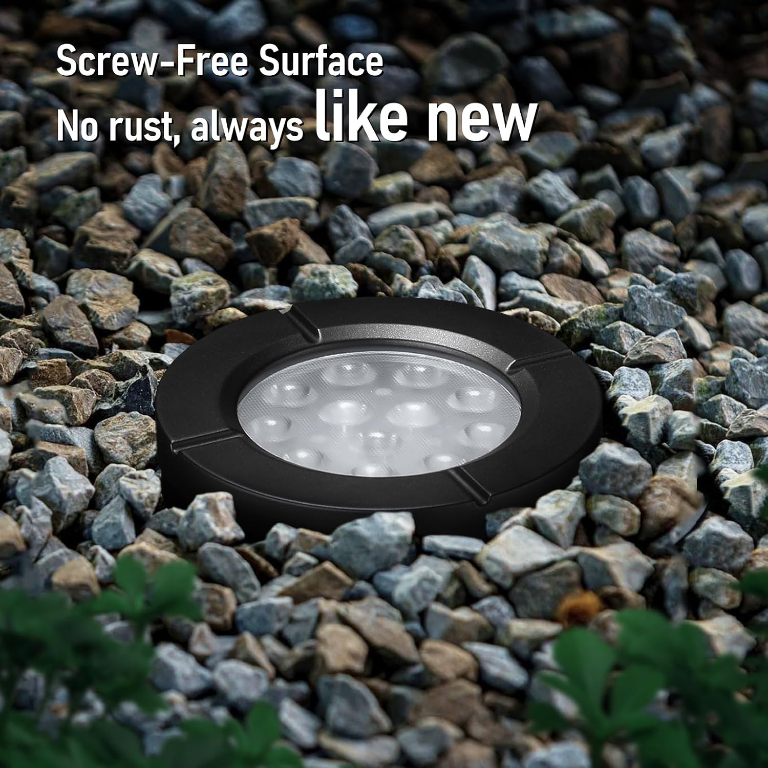 LEONLITE Dia. 4 Inch 5CCT Well Lights Landscape LED In Ground, Flat Top, 5 Color Temperature Selectable, 12-24V AC/DC CRI90 Low Voltage Outdoor Garden Landscaping, Black Aluminum Housing, Pack of 6