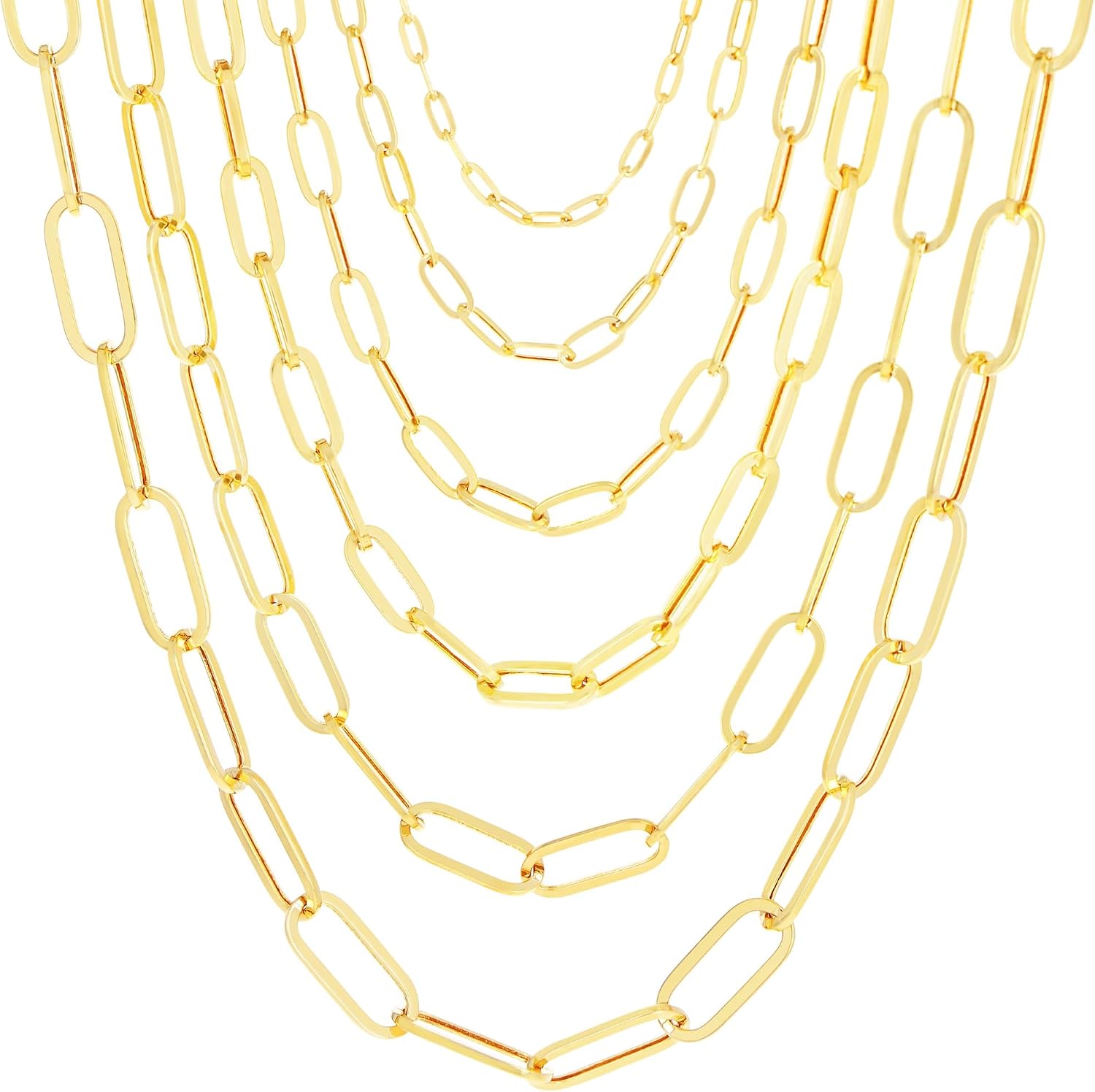 Nuragold 10k Real Yellow Gold Paperclip 2mm Elongated Cable Link Necklace (16'-24') Dainty Italian Jewelry for Men & Women