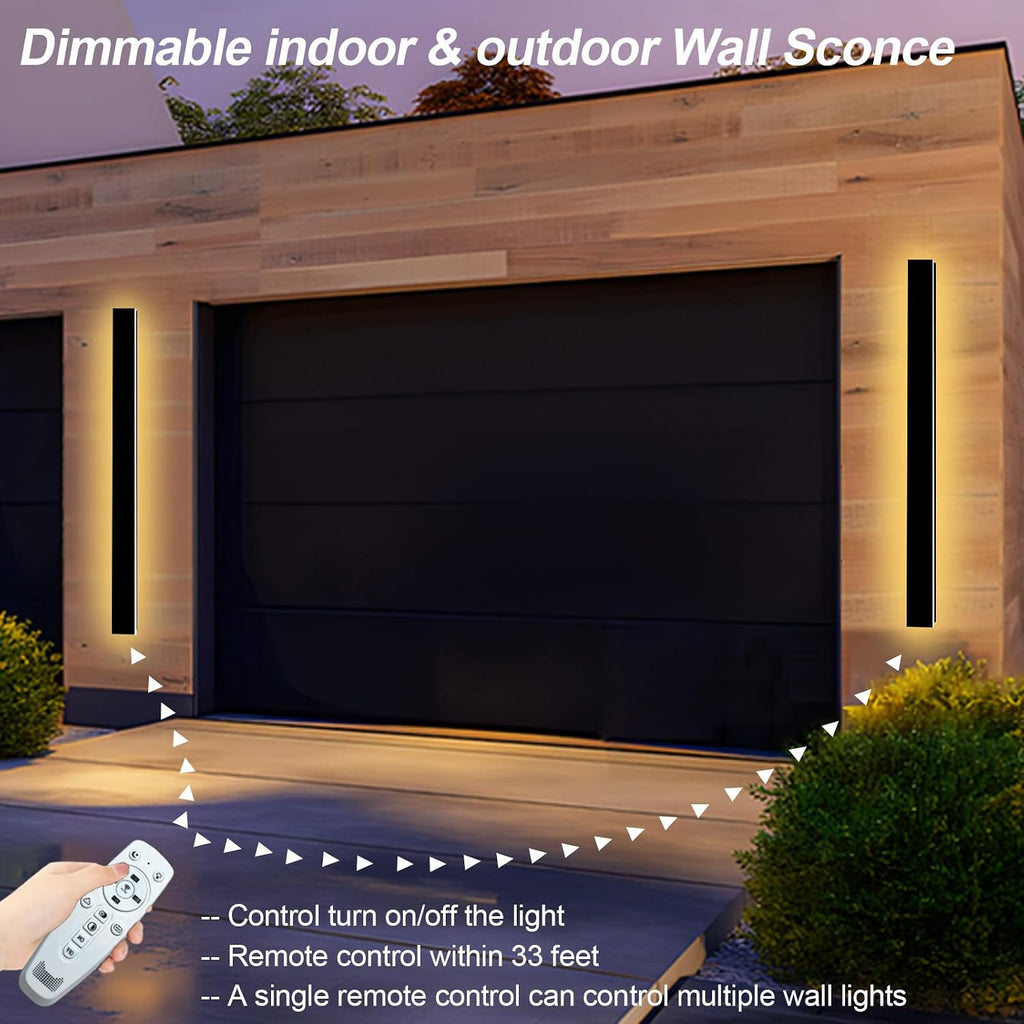 71inch Modern Outdoor Wall Light Dimmable Black Long Wall Sconce IP65 Waterproof Outdoor Exterior Lights for House