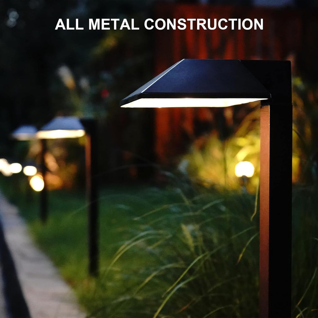 GOODSMANN Low Voltage Landscape Path Lights 8PK Kit 0.6W LED Sidewalk Landscape Lighting 22 Lumen Outdoor Electric Walkway & Pathway Lights Wired Bronze Finish 3100K Warm White with Cable Connectors