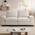 TEKAMON 73' Loveseat Sofa with Seat Storage, 2-Seater Modular Sofa Couch for Living Room, Chenille Fabric, Solid Wood Frame, Spring Cushions, USB Charging, Removable Covers, Side Pockets, Beige