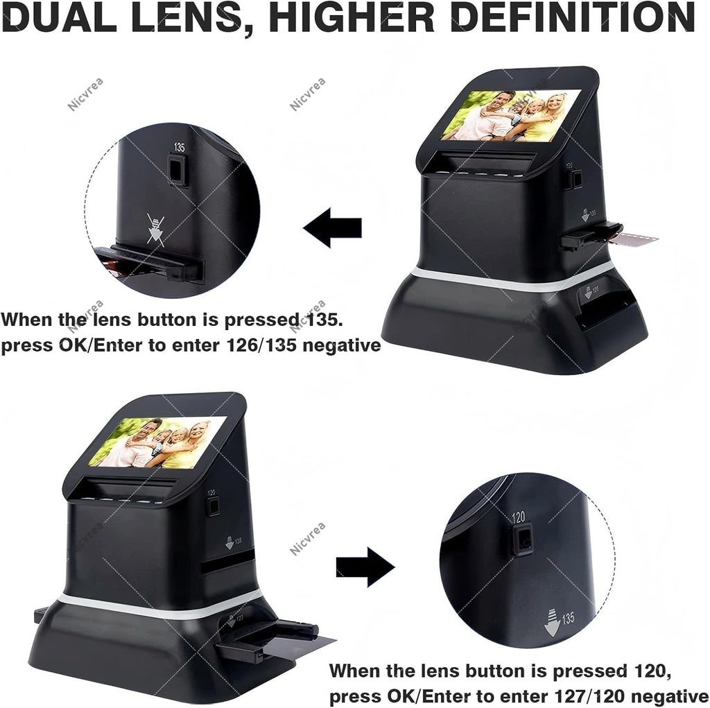 Film Scanner,4.3' LCD, 22MP High-Resolution 35mm, 135, 126, 127 Film & Slide Converter, Quick Digital JPEG Conversion