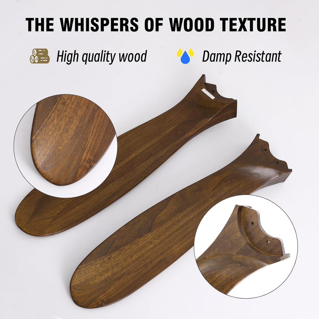 70 Inch Large Ceiling Fan no Light, Outdoor Ceiling Fans for Patios, High CFM Quiet Wood Walnut Ceiling Fan, Large Modern Interior Exterior Ceiling Fan for Farmhouse Porch Living Room