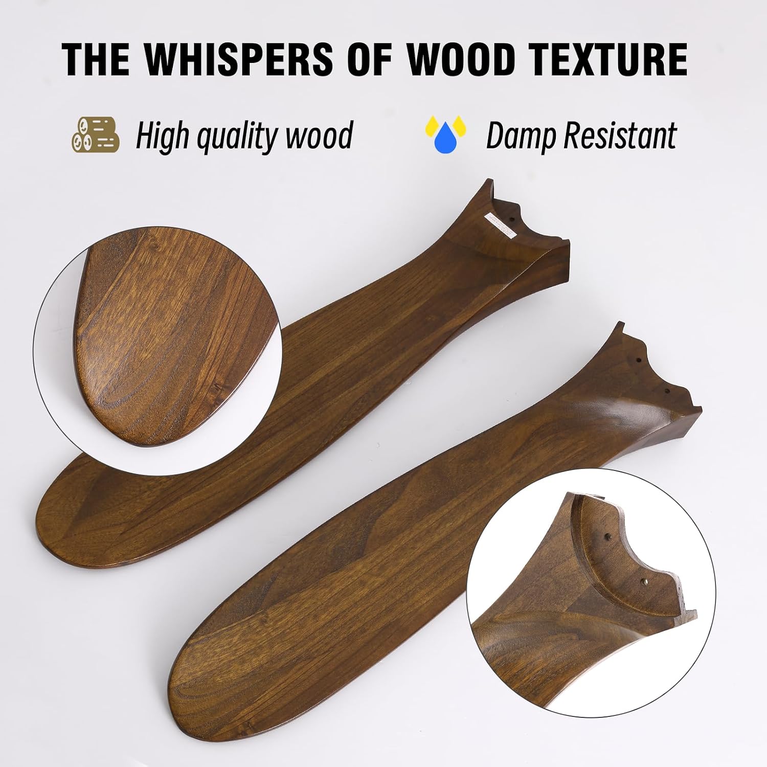 70 Inch Large Ceiling Fan no Light, Outdoor Ceiling Fans for Patios, High CFM Quiet Wood Walnut Ceiling Fan, Large Modern Interior Exterior Ceiling Fan for Farmhouse Porch Living Room
