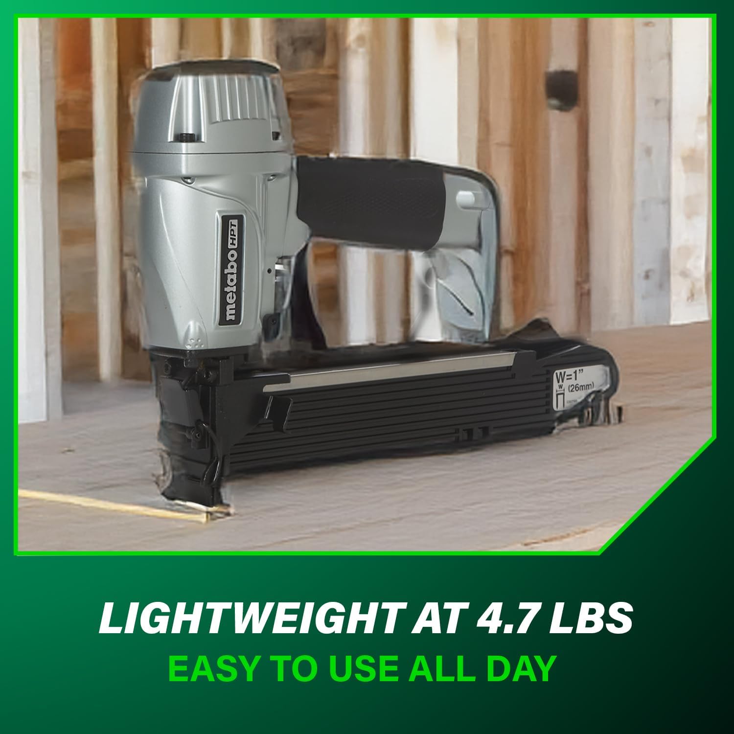 Metabo HPT Wide Crown Stapler, Pro-Preferred Pneumatic Power Nailers, Lathing Tool for Sheathing & Insulation, Quick Response, 16 Gauge, Up to 150 1' Wide Crown Staples, Length 1' to 2', N5024A2