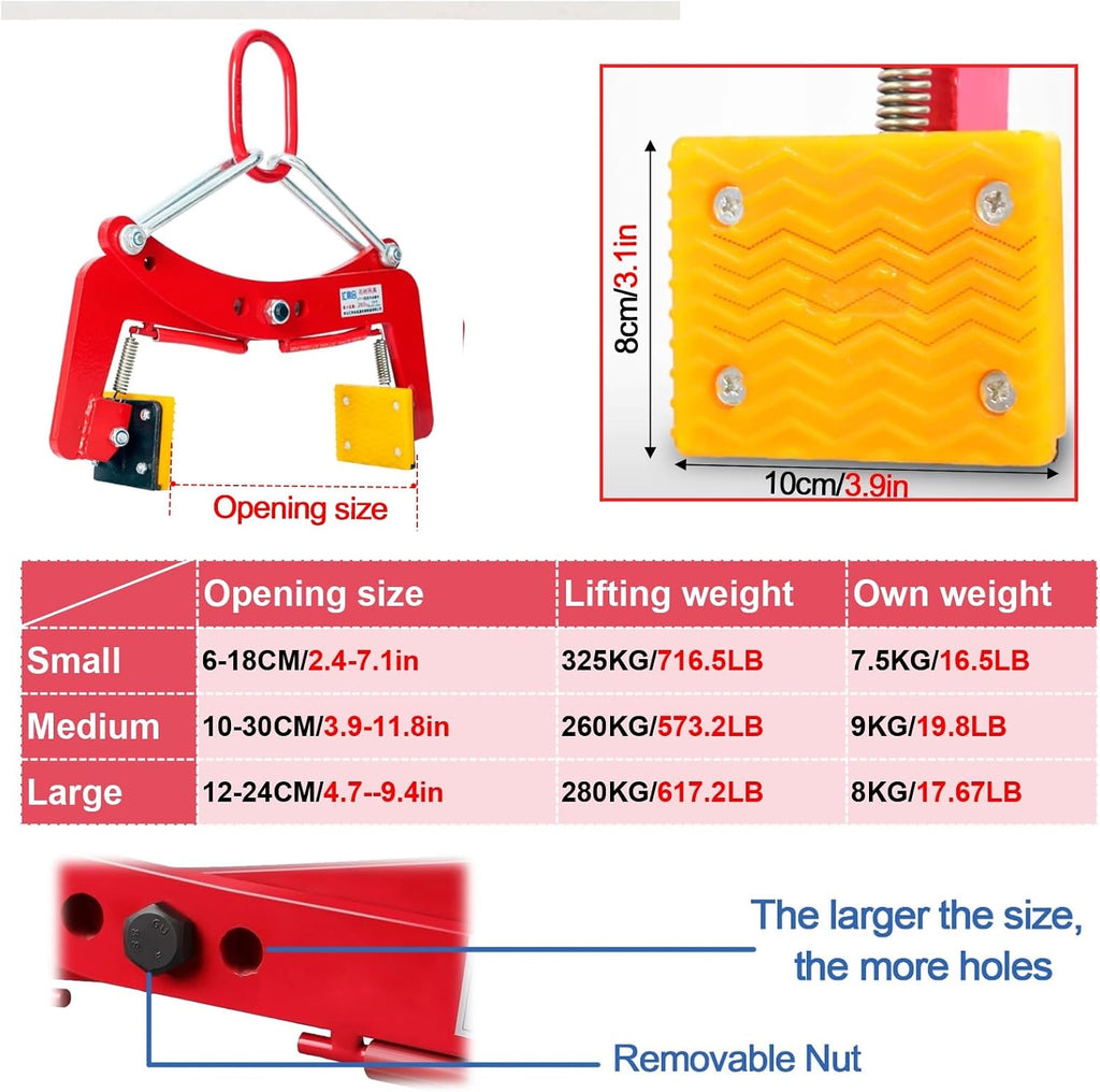 Stone Lifting Clamps with 2 Pairs Of Rubber Mats, Heavy Duty Scissor Granite Slab Carrying Lifting Clamps for Timber/Steel Sheet/Glass, Slab Lifter for Stone Handling Road Construction(Opening size 6-