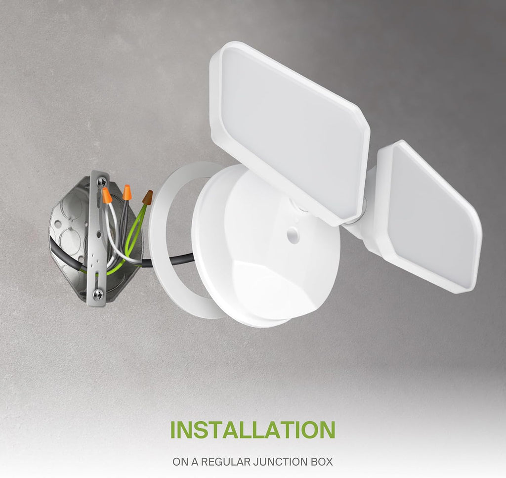 ASD LED Security Flood Lights Outdoor, 20W 5CCT 2700K-5000K, Rotatable Heads, Wired Flood Light, 150° Side-to-Side, 180° Up and Down, IP65 Wet Locations, UL DLC, 145000 hr Lifespan, White, 8 Pack