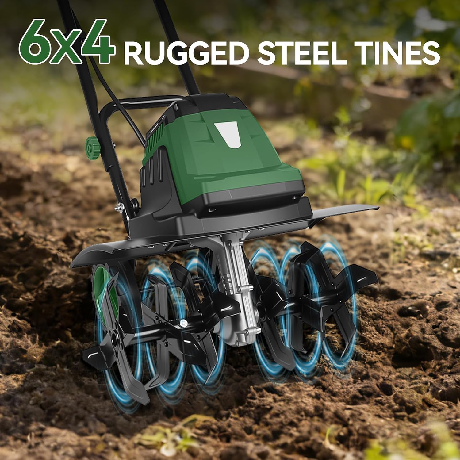 18-Inch Electric Tiller Cultivator, LAZYLAND 15A 380RPM Corded Rototiller with 9-Inch Tillling Depth, 6X4 Steel Tines for Garden/Lawn/Yard/Soil Aeration/Soil Cultivation