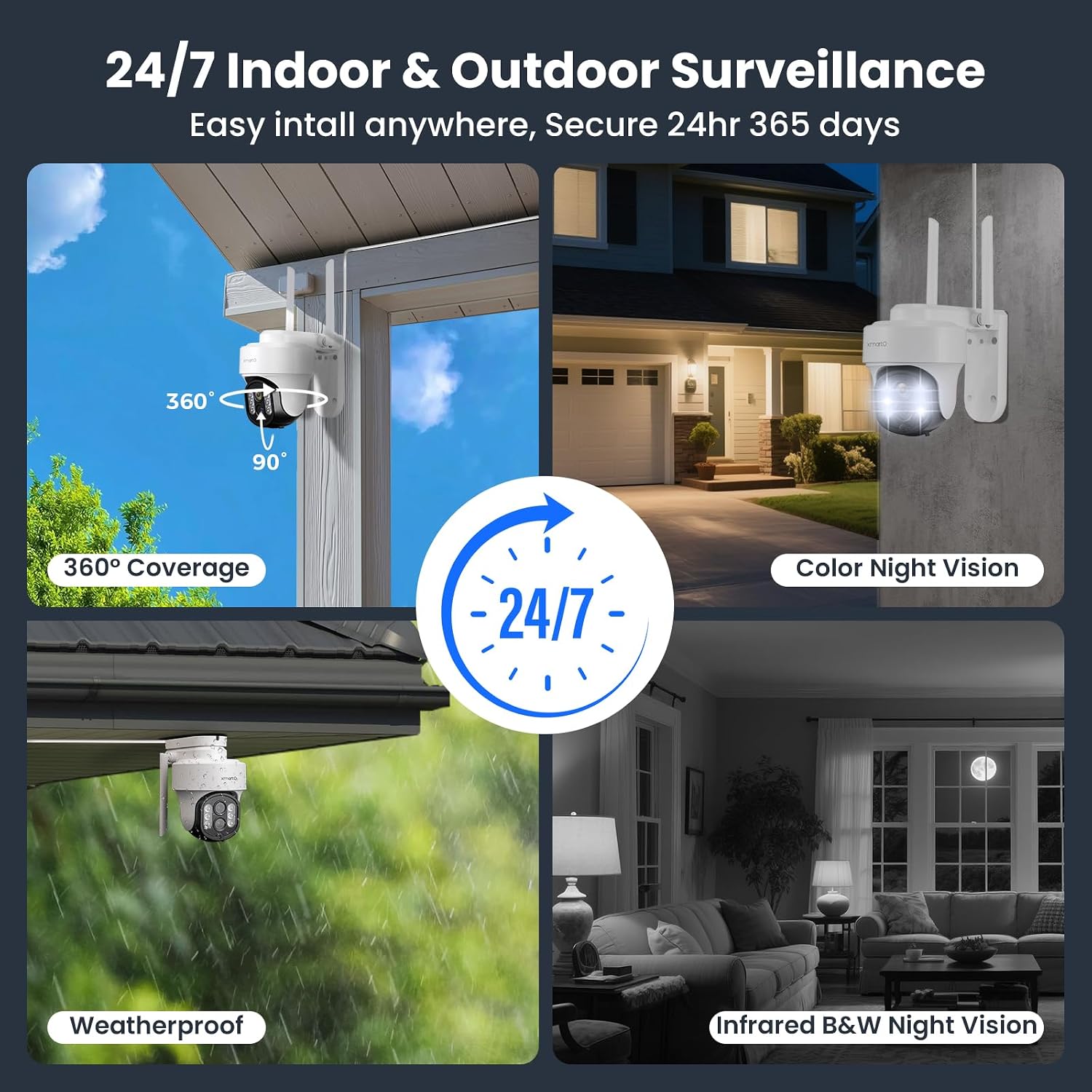 XMARTO 10X Zoom Mesh WiFi6 PTZ AI Tracking Security Camera System,16-Cam 2K Dual Lens Bundle,16CH 4K Expandable WNP816-W6 NVR (No HDD),Long Range WiFi,Plug-in 24/7 Wireless Indoor/Outdoor Surveillance