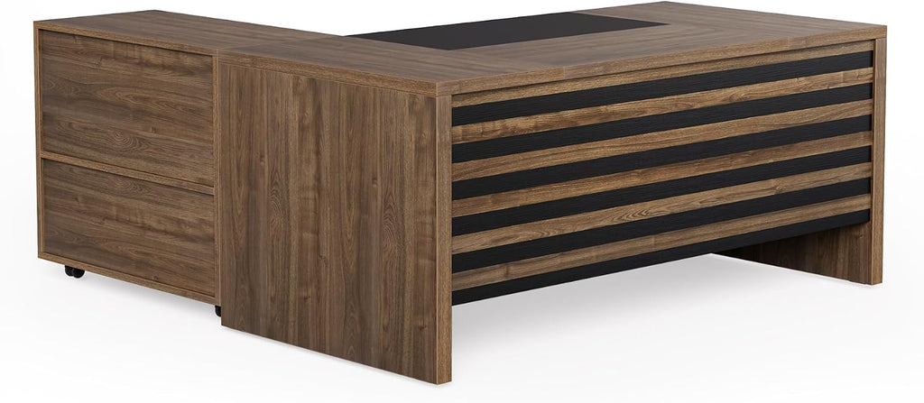LITTLE TREE L-Shaped Computer Desk with File Cabinet Combo, 63-Inch Office Desk, 31-Inch Filing Cabinet with Storage & Drawer for A4/Letter/Legal Size File, Large Business Furniture for Home Office