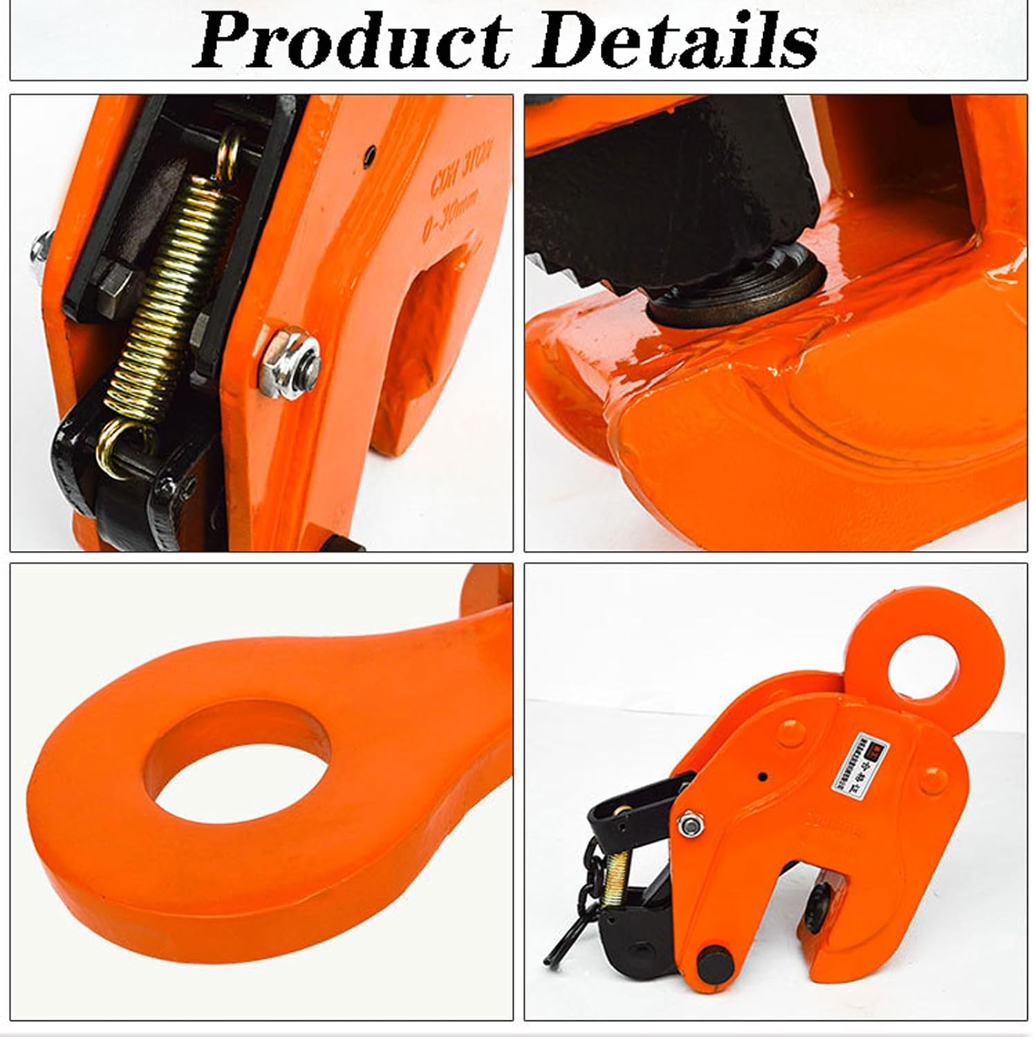 1T Vertical Steel Plate Clamp - Heavy Duty Lifting Tool for Industrial Use, Girder & Curb Clamp, Versatile Plate Stone Lifting Tongs, Reliable Spreader for Safe Handling