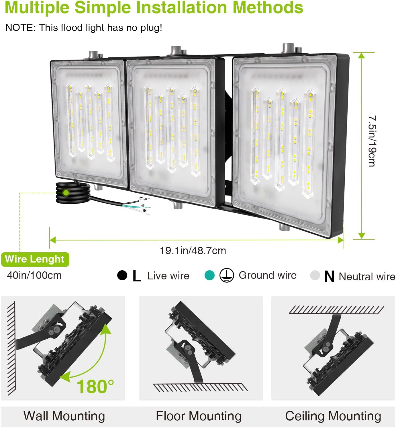 STASUN Flying Series Max - 300W 30,000LM Dusk to Dawn LED Flood Light with Photocell Sensor, 6000K Super Bright, IP66 Waterproof Floodlight for Backyard, Sport Courts, Stadium, Arena, Commercial