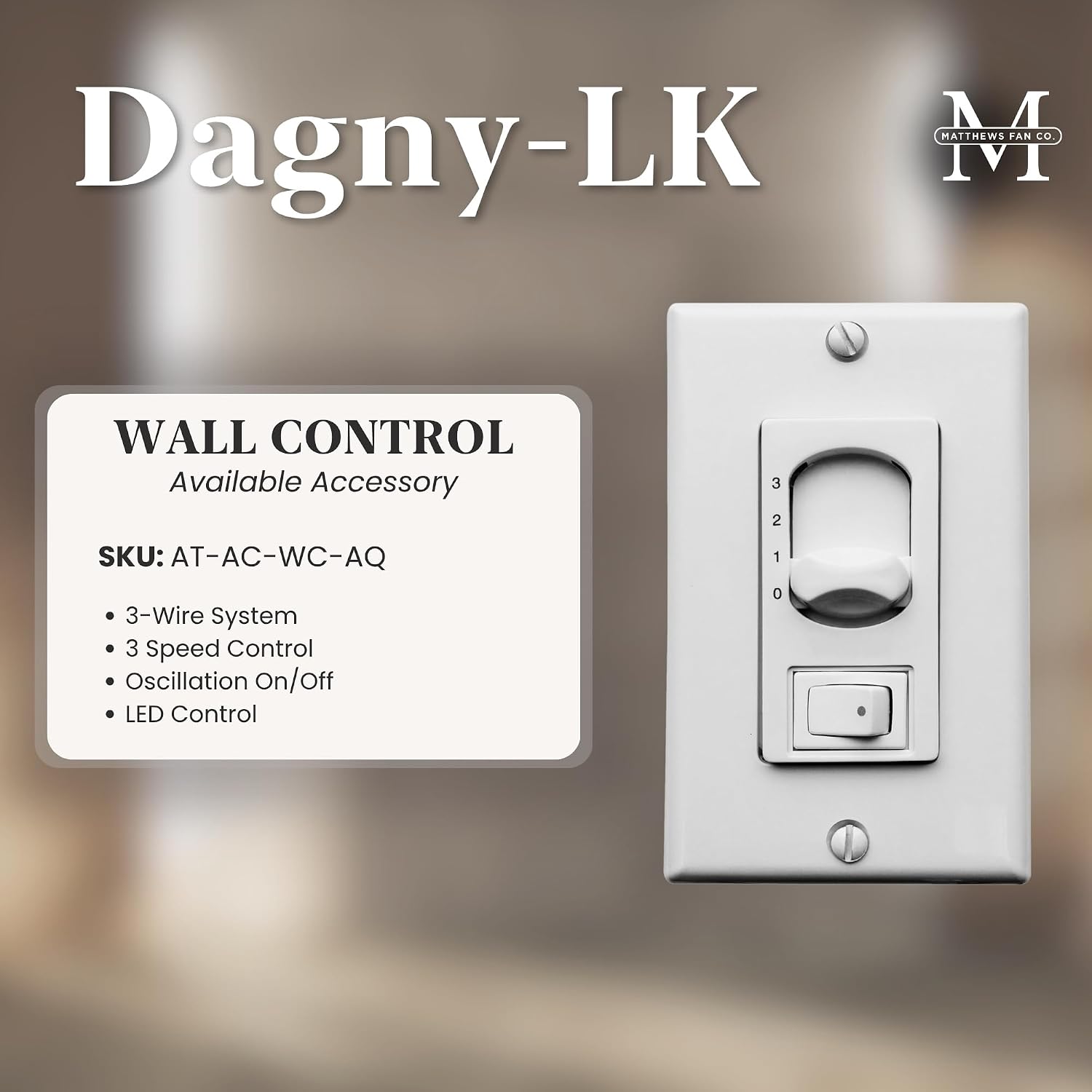 Matthews DGLK-BK-MTL Dagny LK Damp Rated 39' Dual Motor 360° Rotational Metal LED Ceiling Fan with Light & Remote, Matte Black