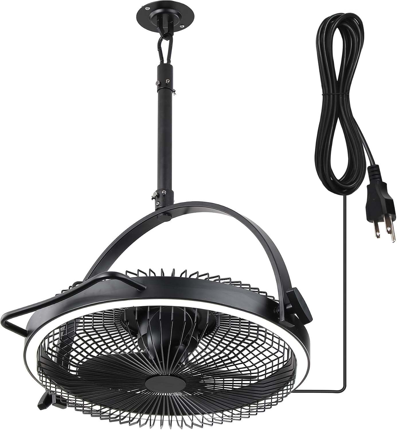 Ceiling Fans with Lights and Remote, 20 Inch Black Outdoor Ceiling Fans for Patios, 6-Speed DC Motor Floor Fan with Plug, 3 Color Temperatures Dimmable LED Light, Timer & Memory Function