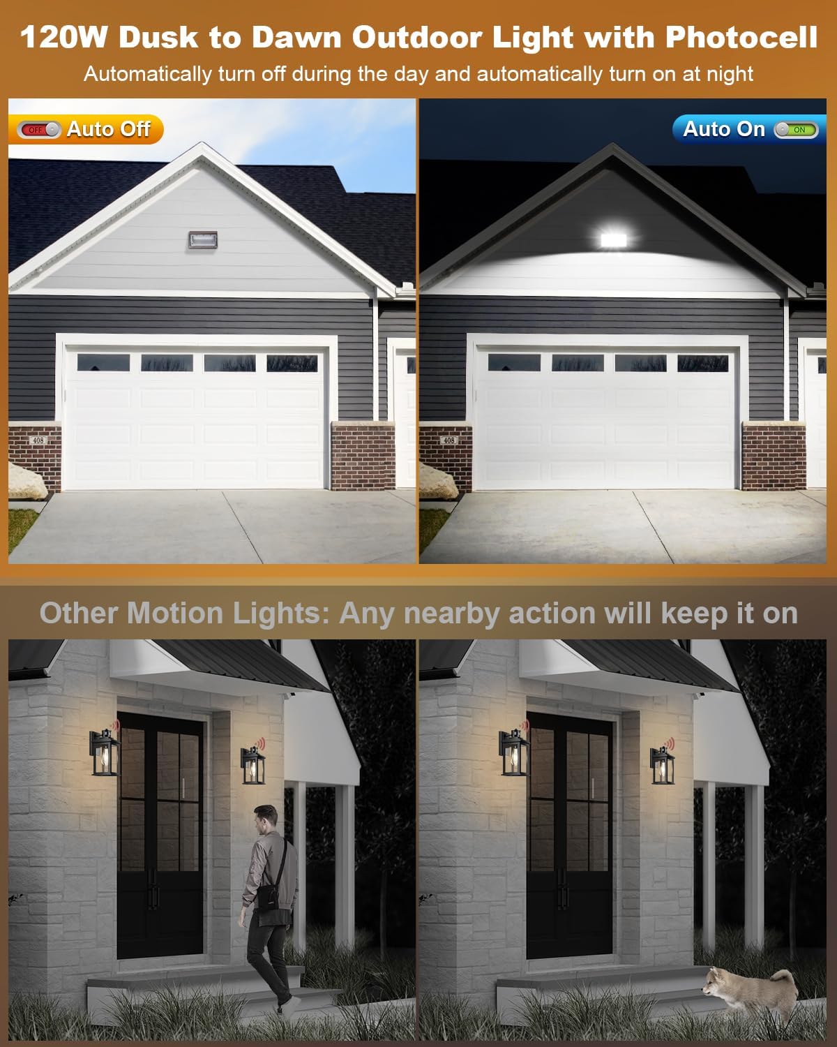 ledmo 120W LED Wall Pack Light - Size Update 6 Pack Dusk to Dawn Outdoor Lighting with Photocell Commercial Industrial Lights for Bay,Shop,Garage,Barn,Warehouse,Building,Yard 5000K