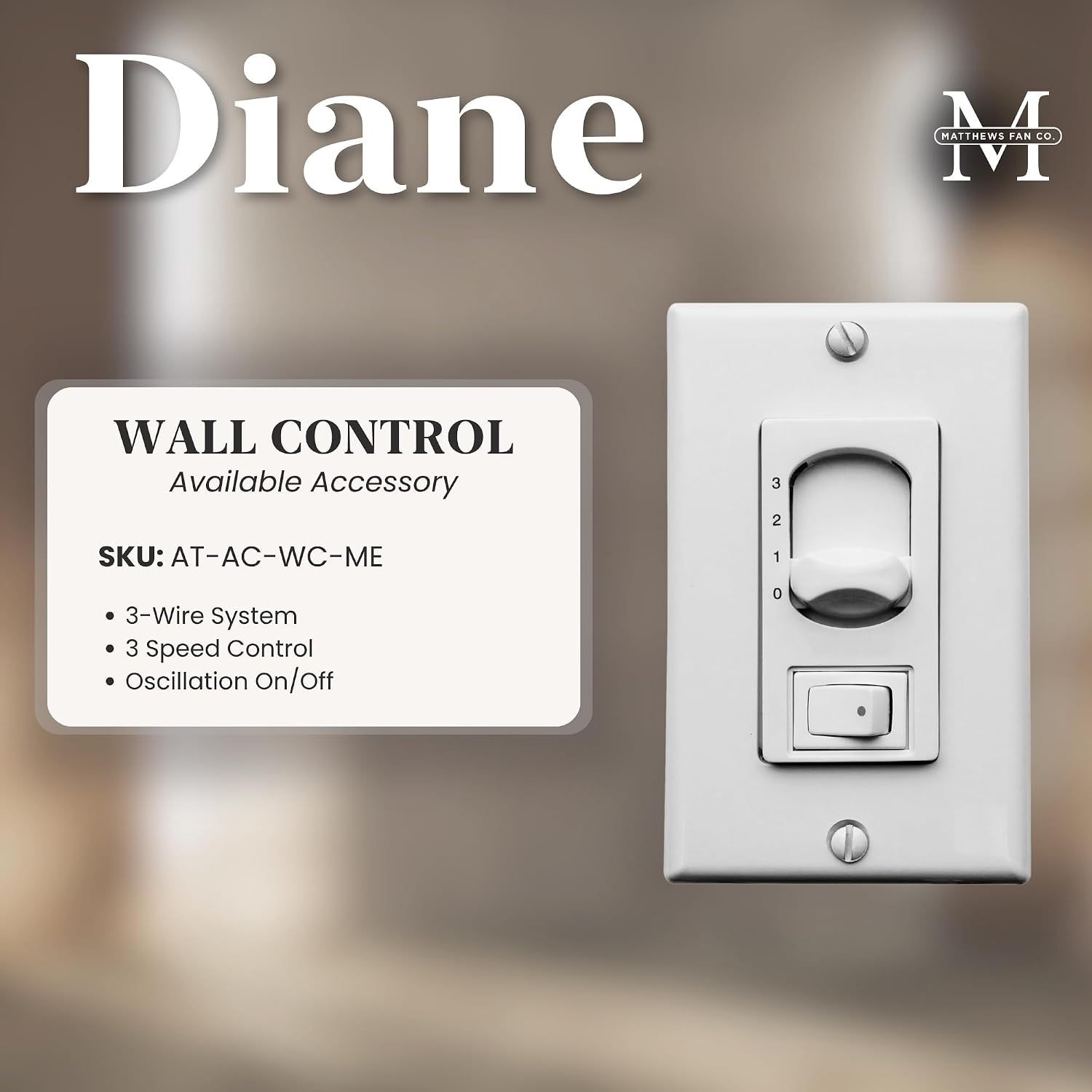 Matthews DI-BK-MTL Diane Damp Rated 90° Oscillating 13' Metal Directional Ceiling Fan with Remote, Best for Small, Awkward Spaces or in Front of HVAC Ducts, Matte Black