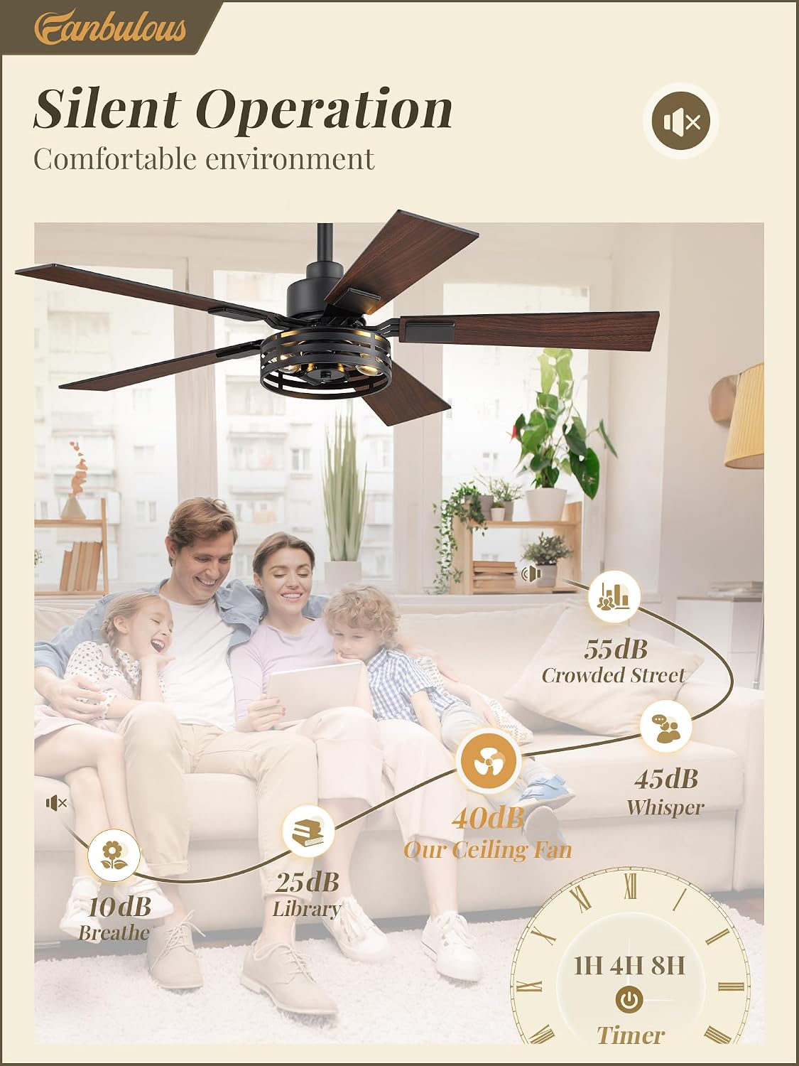 42 Inch Farmhouse Ceiling Fan with Lights 2 Pack, Rustic Black Ceiling Fans with Remote, 5 Dual Finish Blades, Quiet 6 Speed Reversible DC Motor, Caged Industrial Fan for Bedroom, Living Room, Patio