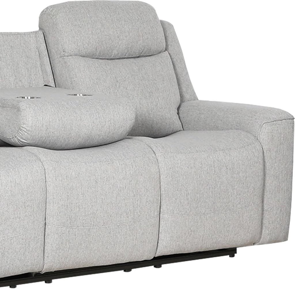 AC Pacific Amelia Upholstered Recliner Sofa with Dropdown Console and Cup Holders, Living Room Furniture with Stylish, Comfortable, and Versatile Design for Modern Homes, White