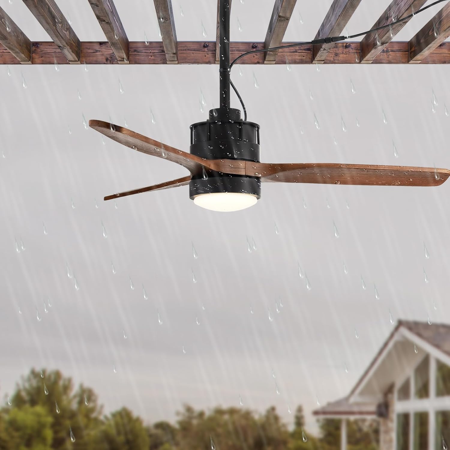 EKIZNSN 42 Inch Outdoor Wet Rated Ceiling Fans Waterproof for Patios/Gazebo/Pergola, with 16ft Extender Cord