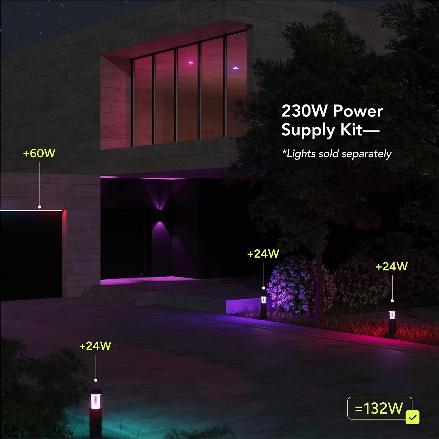 LIFX Outdoor Landscape Low Voltage Plug-in Power Supply Kit, Dual Output, Supports Up to 8 Path or Spot Lights, Weatherproof Cabling, Includes 10 ft Extension Cable & T-Connectors, LFX/PSUKIT/WP