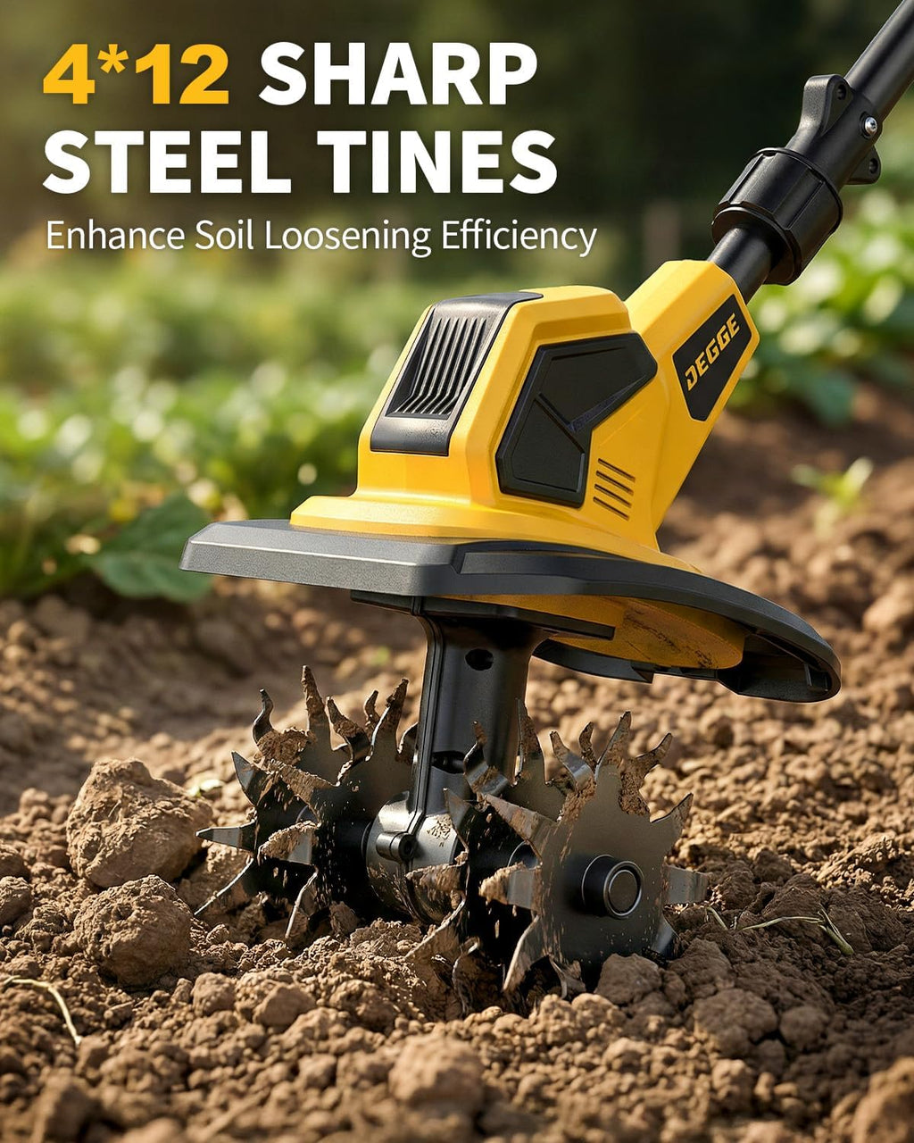 DEGGE Tiller, Cordless Tiller, ToolYellow