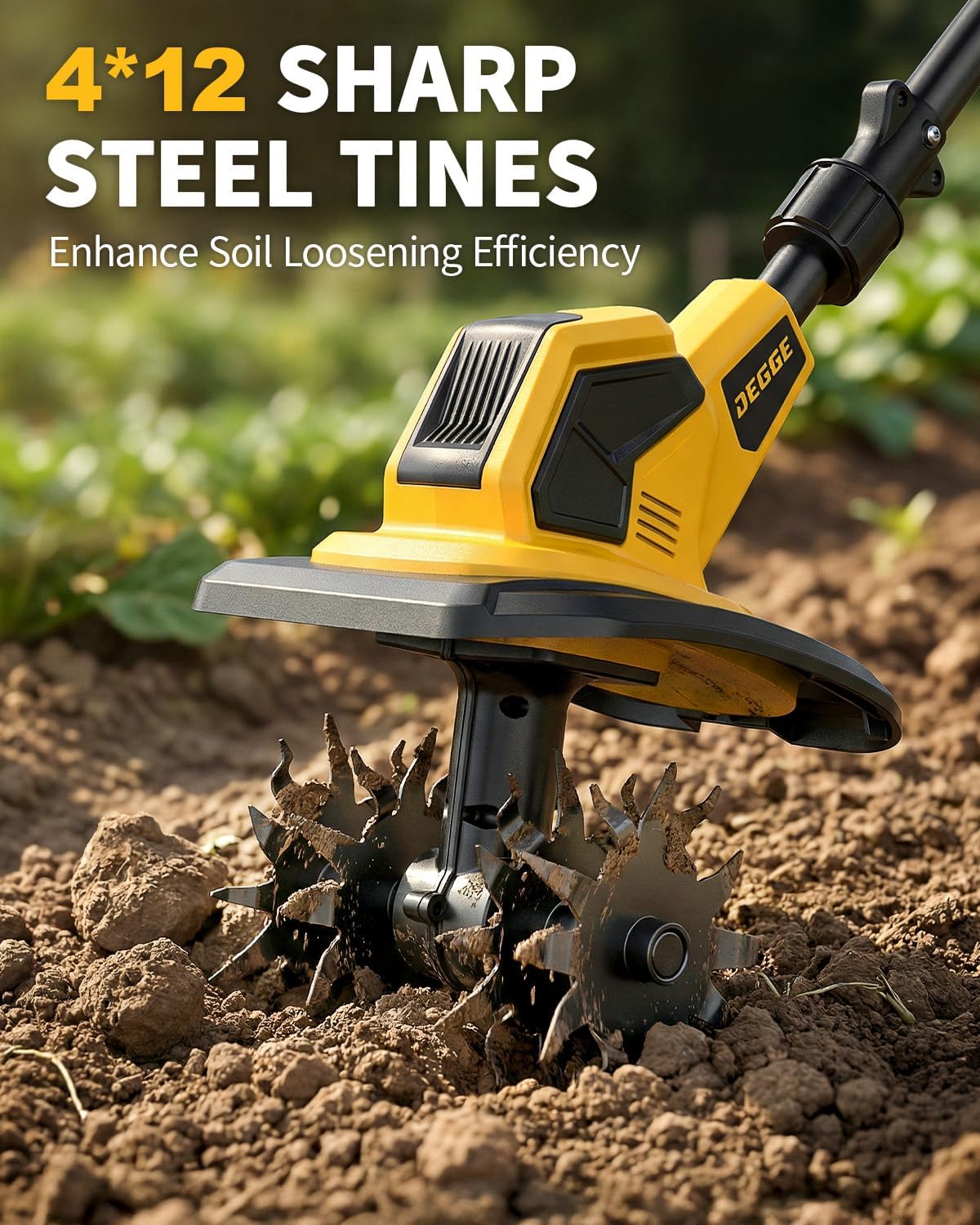 DEGGE Tiller, Cordless Tiller, ToolYellow