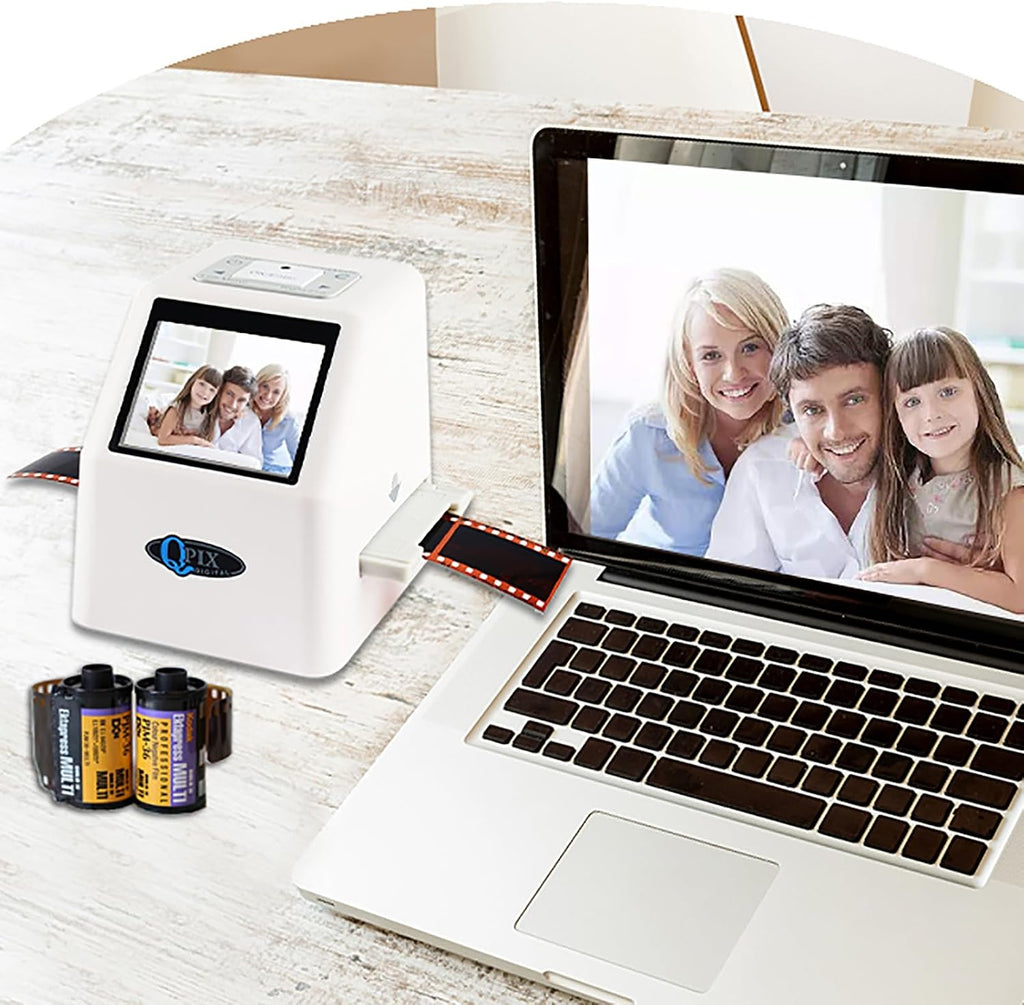 Film Scanner, Slide Negative Scanner with 2.4' LCD Screen and Built-in 128 Mb Memory, Converts 135mm, 126, 110, Super 8 Film Negatives Slides to 20 Megapixel JPEG Images, for Family