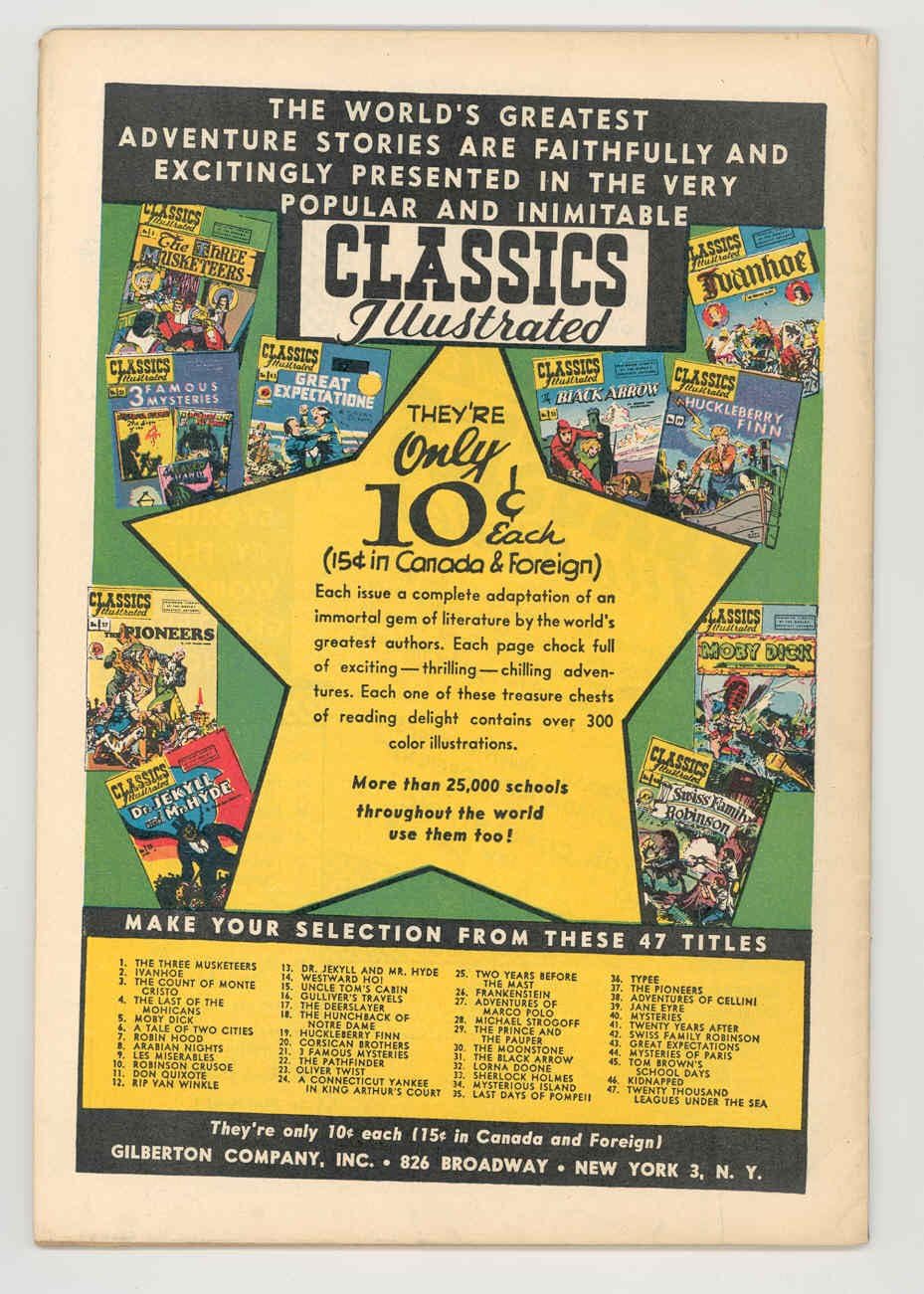 CLASSICS ILLUSTRATED #46 HRN 47 KIDNAPPED .1948. 1st ed-ROBERT WEBB ART FN+