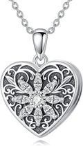 925 Sterling Silver Heart Locket Necklace for Women That Hold Pictures Ladies Jewelry Gifts