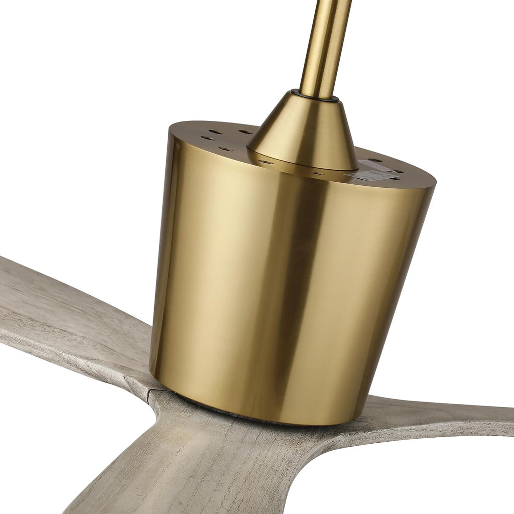 54' Modern Organic Ceiling Fan with Remote, Gold Ceiling Fan with Solid Wood Blades for Bedroom, Living Room, Japandi, Coastal & Contemporary Interiors