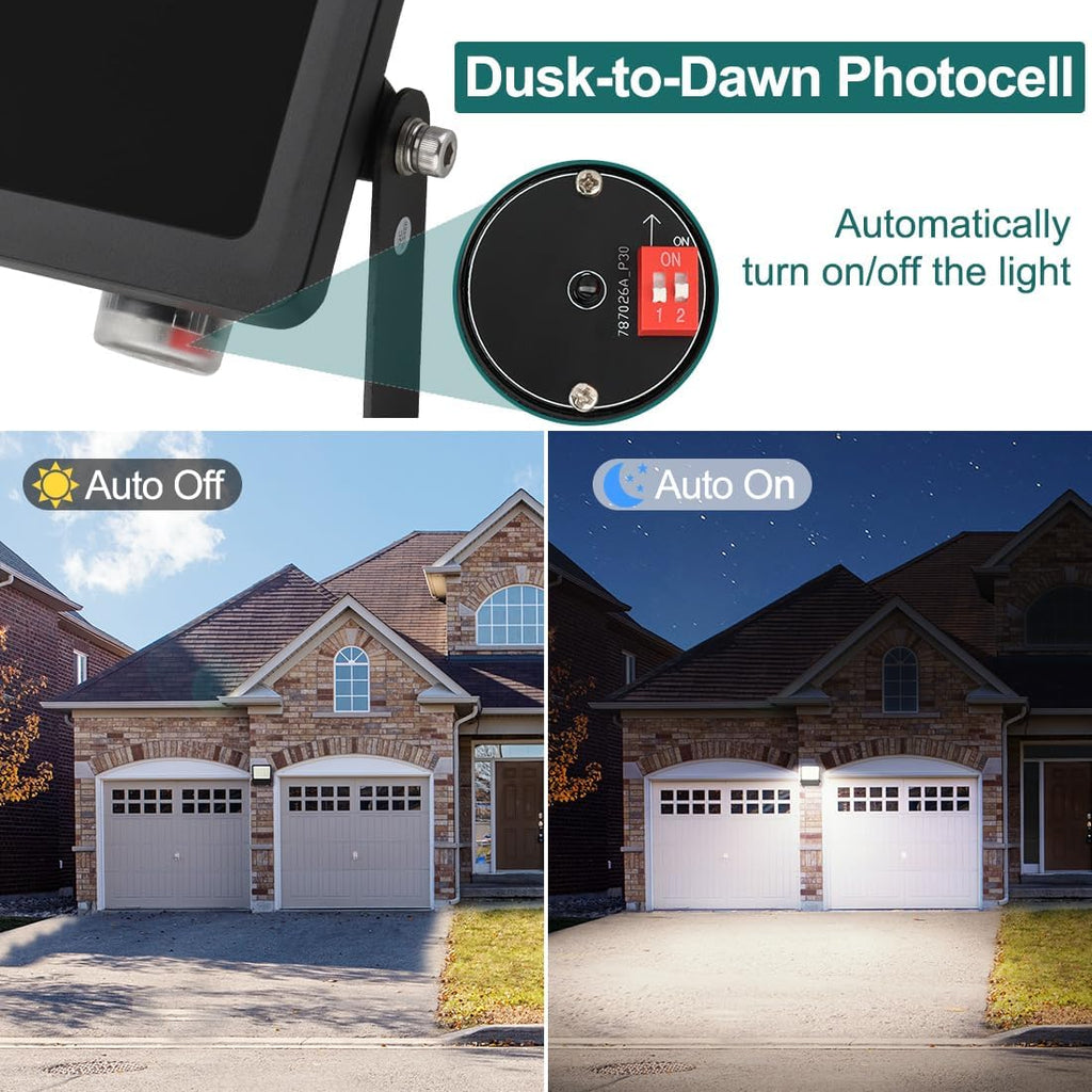 kadision LED Flood Light with 4 Selectable Wattage 200W/150W/100W/75W, Dusk-to-Dawn Photocell, 22000lm 5000K 100-277V IP66 Waterproof Trunnion Mount Outdoor Parking Lot Lights, ETL Listed (Pack of 4)