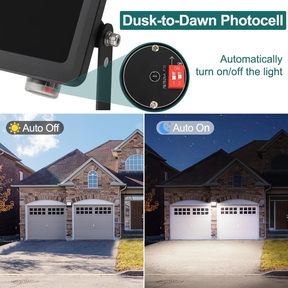 kadision LED Flood Light with 4 Selectable Wattage 200W/150W/100W/75W, Dusk-to-Dawn Photocell, 22000lm 5000K 100-277V IP66 Waterproof Trunnion Mount Outdoor Parking Lot Lights, ETL Listed (Pack of 4)