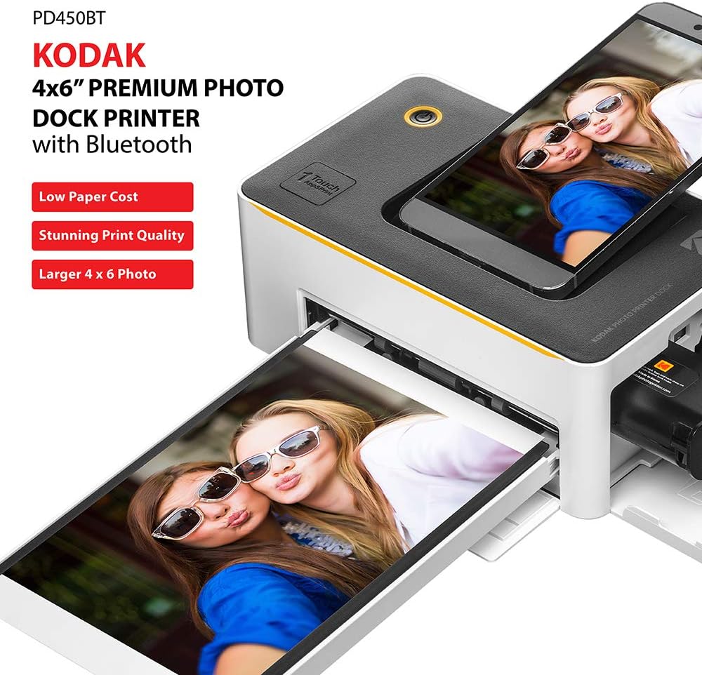 Kodak Dock Premium 4x6' Portable Instant Photo Printer, Bluetooth Edition | Full Color Photos, 4Pass & Lamination Process | Compatible with iOS, Android,Devices (2021 Edition)