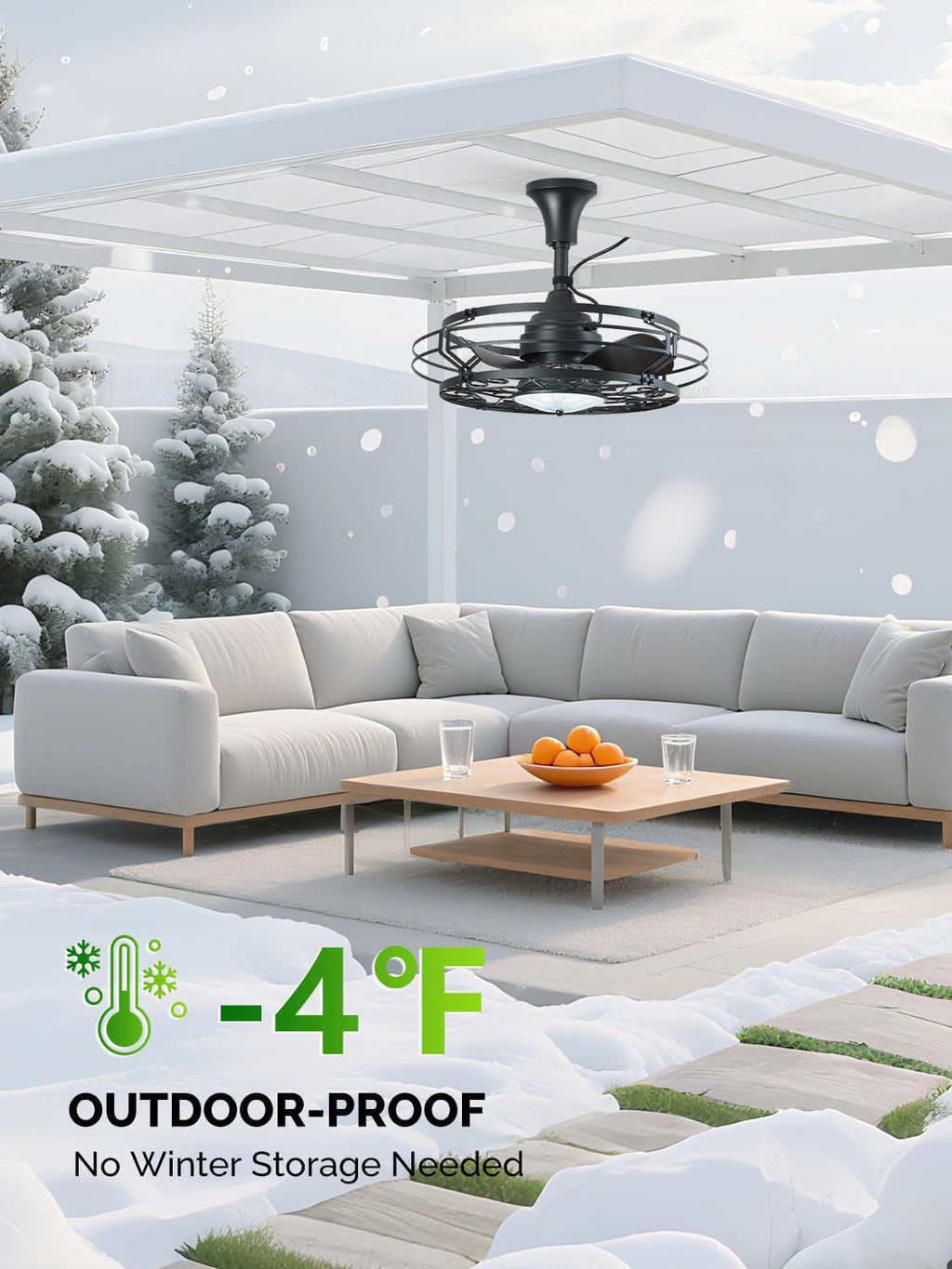 Orison Outdoor Ceiling Fan with Light, 21' Gazebo Fans Outdoor Hanging, Plug in Ceiling Fan for Pergolas Canopy Patio, Waterproof Outdoor Fans with Remote/APP Control, Wet Rated