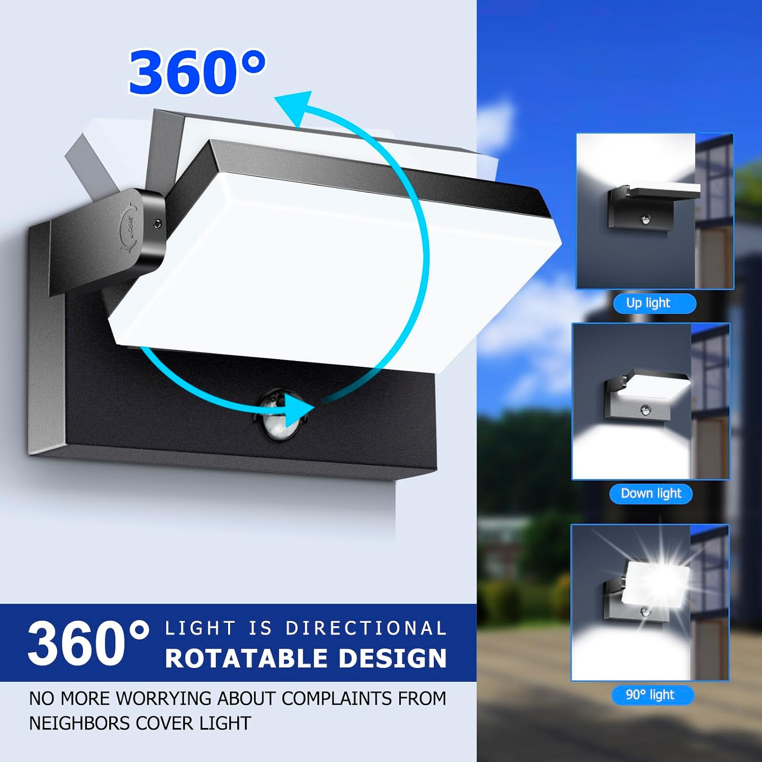 rosykite 40W LED Wall Pack Lights Outdoor Motion Sensor,360 °Rotation 5000K 6000K 4000K Selectable Exterior Flood Lighting Fixture Sconce for Porch Garage Patio