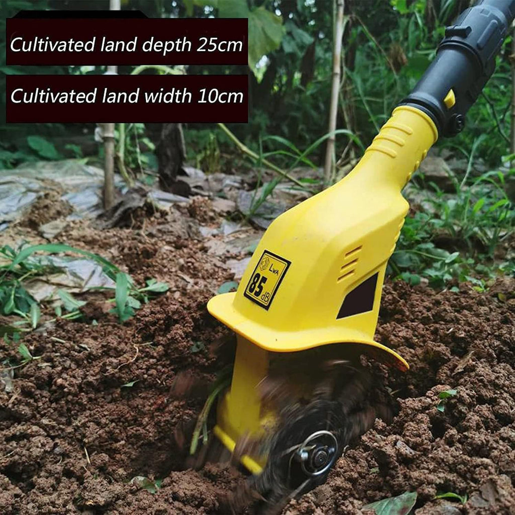 Electric Tiller,Cordless Garden Tiller Rotavator, Depth 17cm, Cultivated Land Width 10cm, Adjustable Cultivator for The Garden,Vegetable Plots,110V (110V)