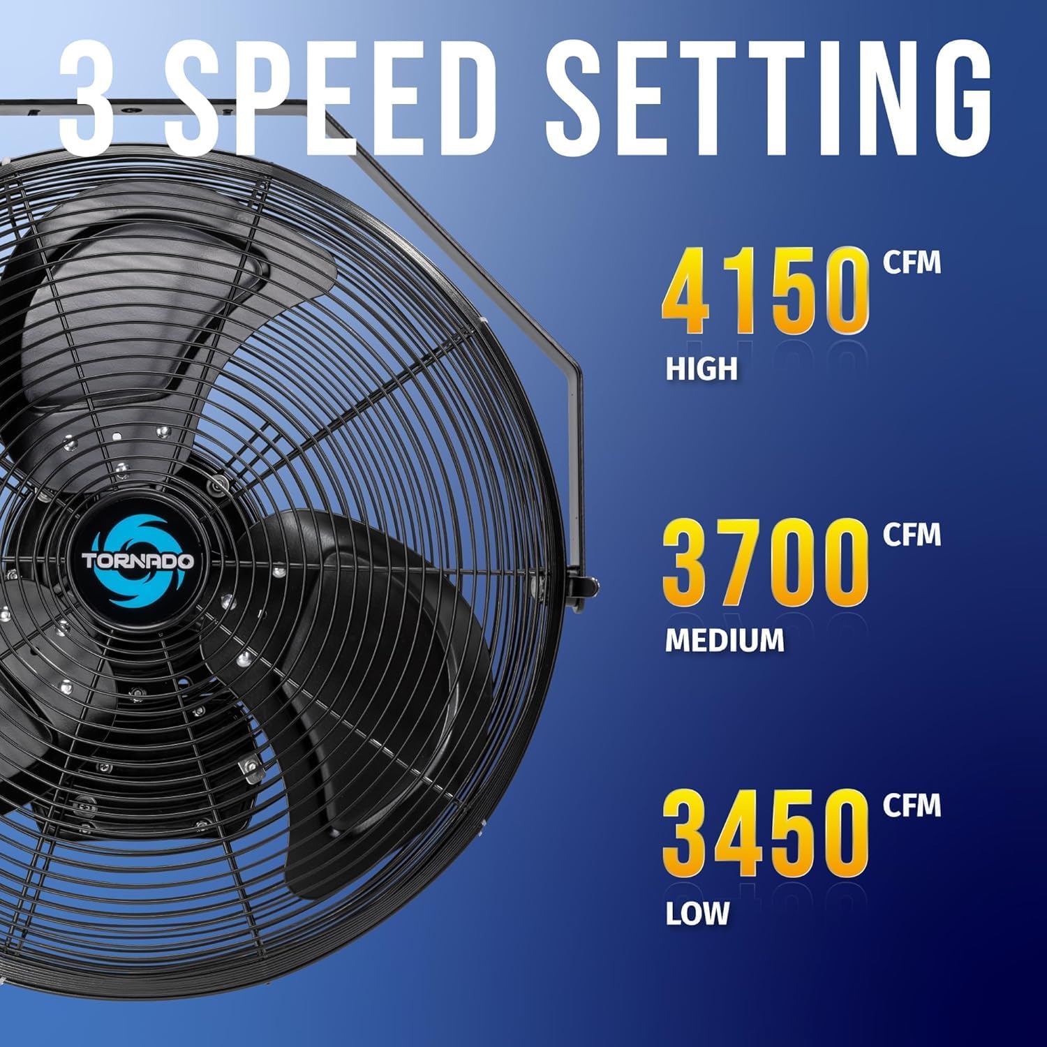Tornado 20 Inch Outdoor Rated IPX4 Water-Resistant High Velocity Fan Industrial Workstation Wall Mount Fan For Commercial, Industrial, Residential, Greenhouse Use 3 Speed 4750 CFM UL Safety Listed