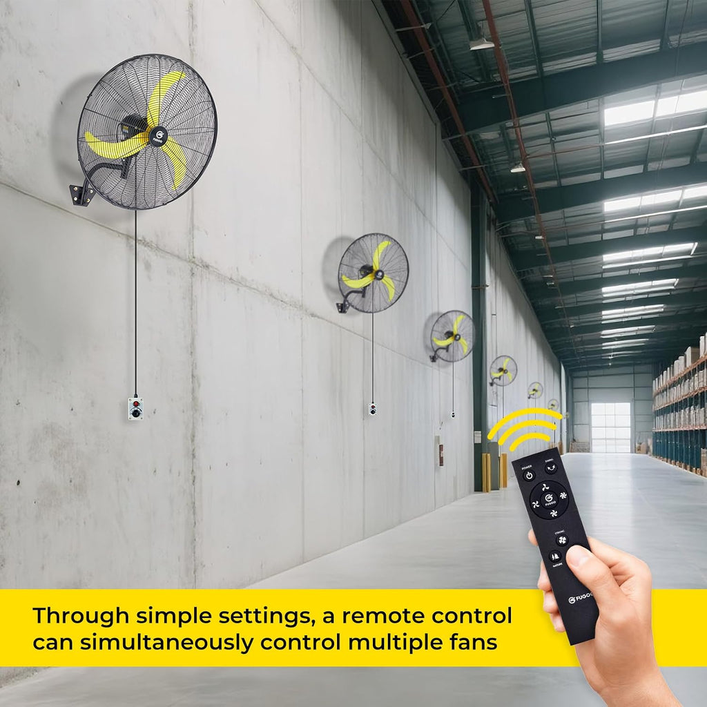 FUGOO 20'' Outdoor Quiet Remote Control Oscillating Wall Mount Fan,All Sealed BLDC Motor,4 Speed Waterproof Outdoor Fan With Remote, Heavy Duty Industrial Wall Fans for House,Patios,Garage,Warehouse