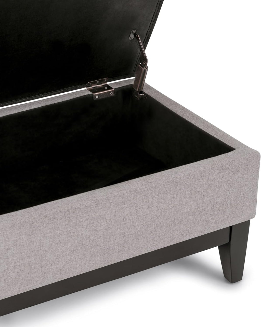 SIMPLIHOME Oregon Storage Ottoman Bench with Tray - 42 inch Wide Upholstered Linen Look Fabric Rectangle Storage Ottoman Bench in Cloud Grey, Transitional Tufted Ottoman for Living Room with Lift Top