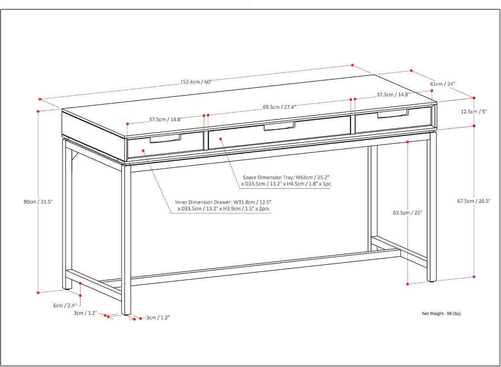 SIMPLIHOME Banting Desk - 60 Inch Wide Solid Wood and Metal Writing Desk in Medium Saddle Brown, Modern Industrial Home Office Computer Table for Study with 2 Drawers and Flip-Down Keyboard Tray