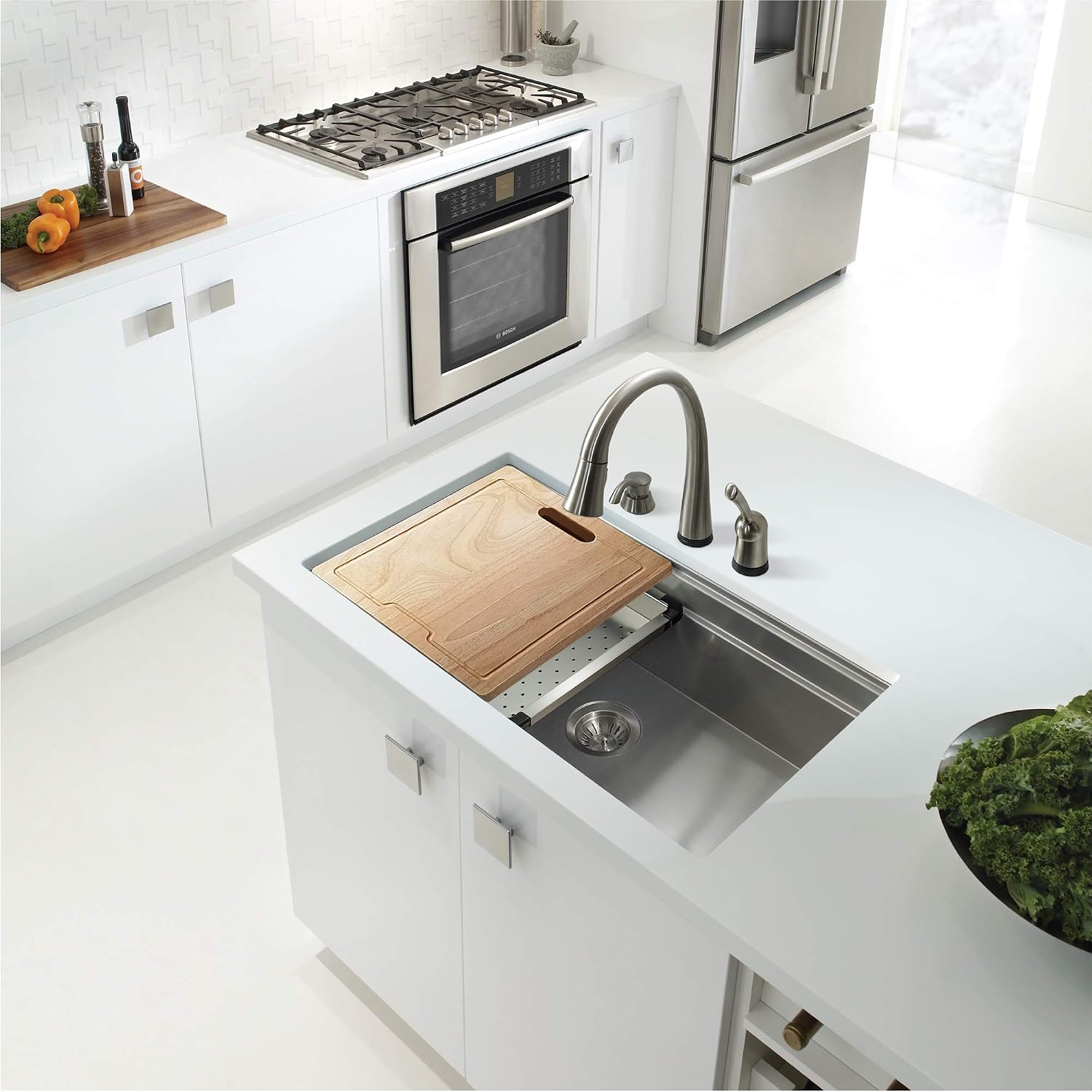 Houzer Novus Stainless Steel Kitchen Sink: 32 Inch Undermount Dual Platform Workstation Kitchen Sink with Accessories, Durable & Versatile, Essential for Home & Apartment: NVS-5200