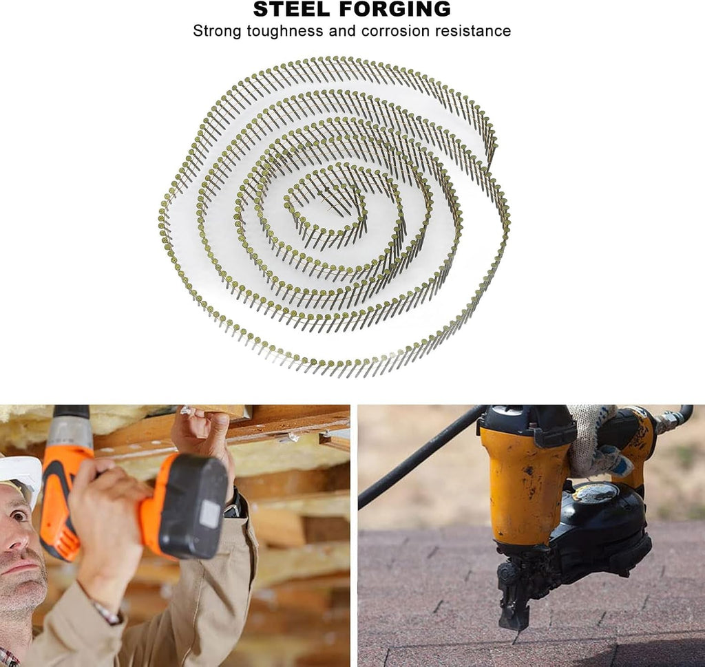 16000 Roofing Nails, 40 Rolls Coil Siding Nailer, 15 Degree Round Head Ring Shank Nails, 2.1x38mm Wire Coil Siding Nails