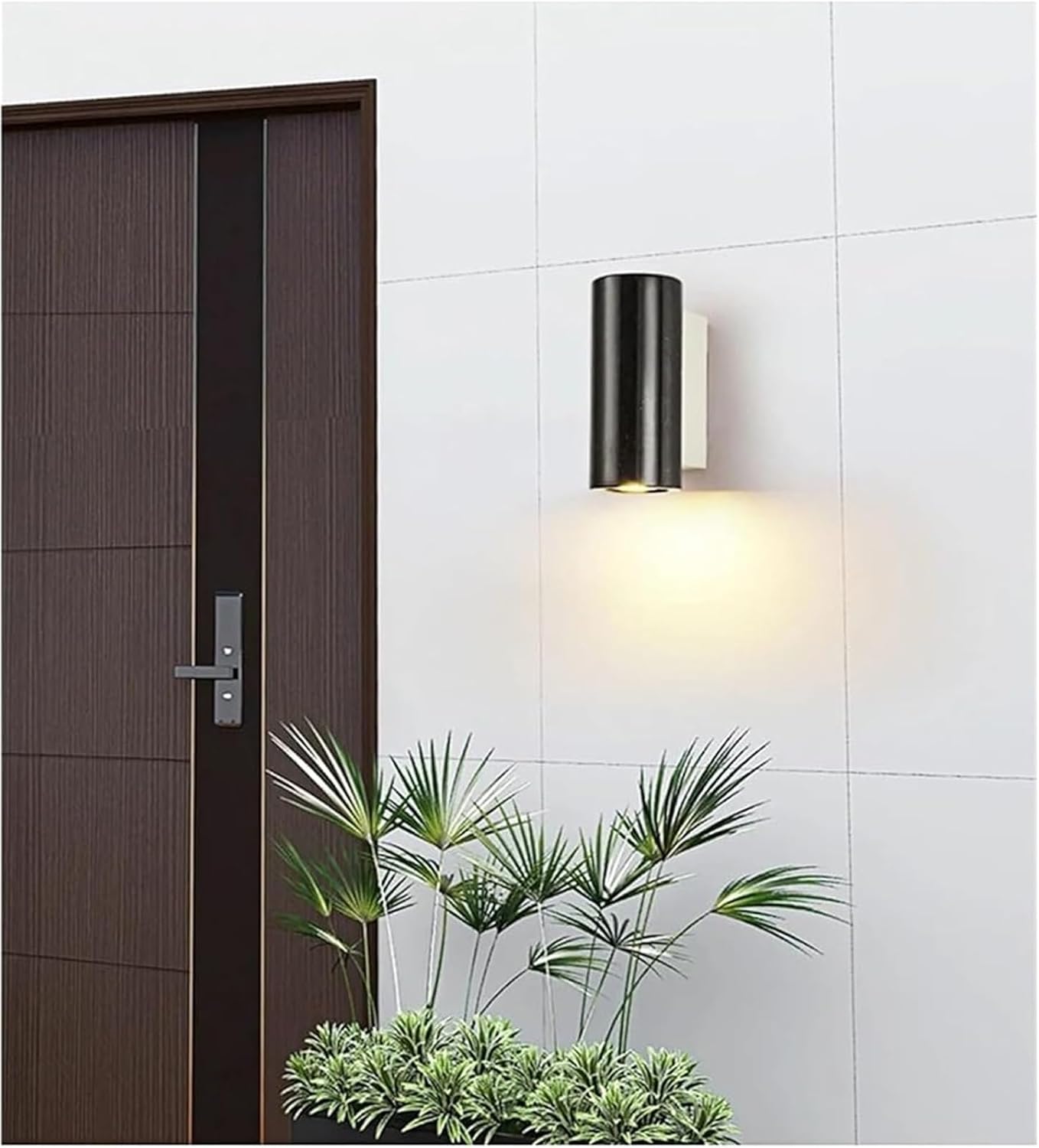 Nordic Minimalist Natural White Marble Modern Living Room Balcony Decoration Spotlight Landscape Corridor Warm Color Wall Lamp Simple(Black)