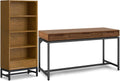 SIMPLIHOME Banting Desk and Bookcase Bundle - 60 inch Wide Solid Wood Desk with Drawers and 30 inch Wide 4-Shelf Bookcase in Medium Saddle Brown, Modern Industrial Home Office Furniture (Set of 2)