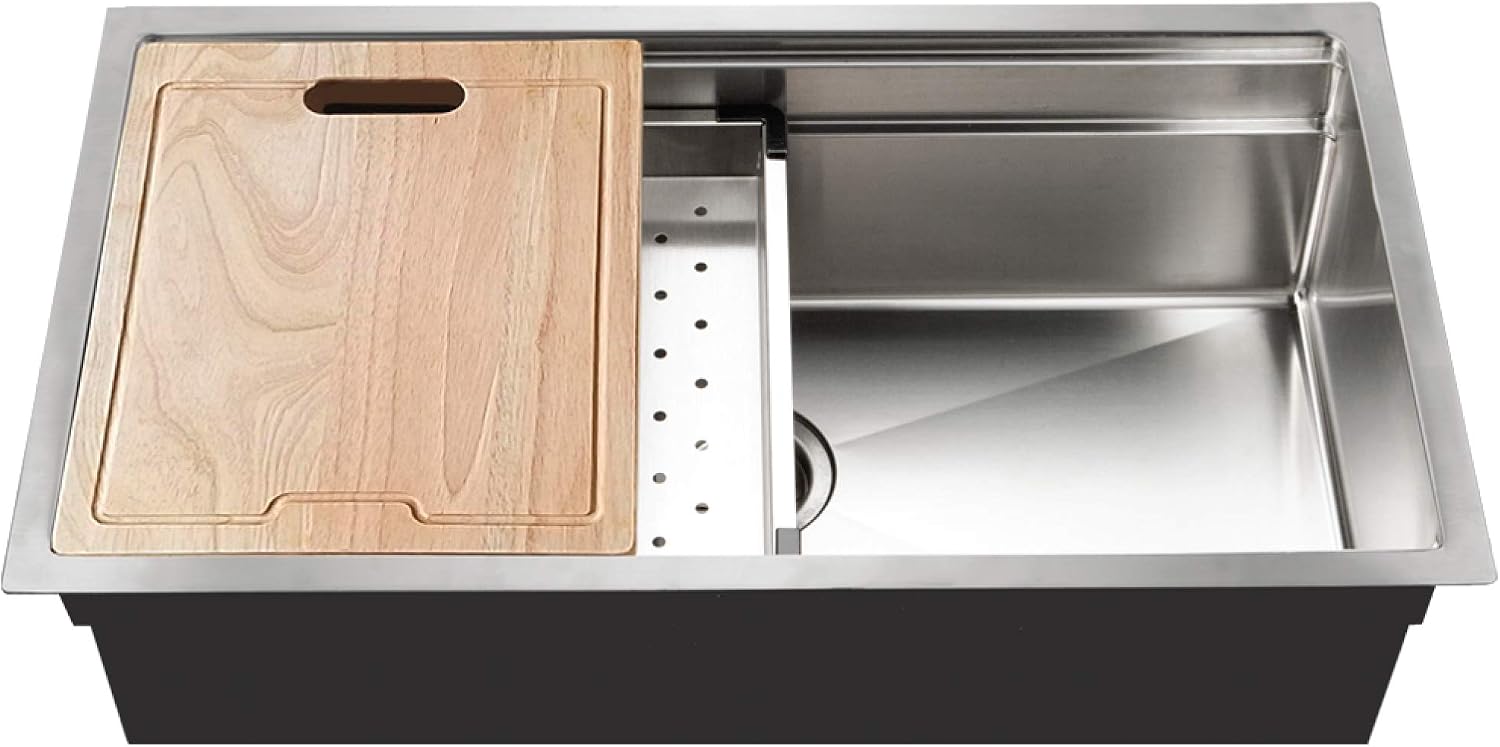 Houzer Novus Stainless Steel Kitchen Sink: 32 Inch Undermount Dual Platform Workstation Kitchen Sink with Accessories, Durable & Versatile, Essential for Home & Apartment: NVS-5200