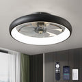 LUDOMIDE Ceiling Fans with Lights 20'' Flush Mount Fan Remote & APP Control Black Low Profile 6 Wind Speeds Smart Dimmable LED for Bedroom Living Room (Y1095-BK-ELE)